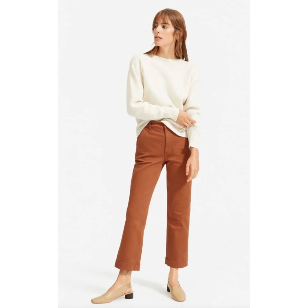 Everlane Pants Crop Straight Stretch Chino Women 6 Brown Tan Mustard Minimalist‎